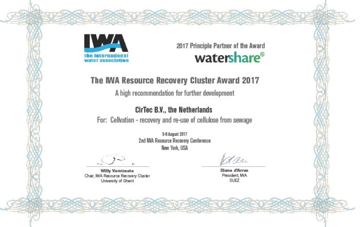 Cellvation_IWA Resource Recovery Cluster Award 2017